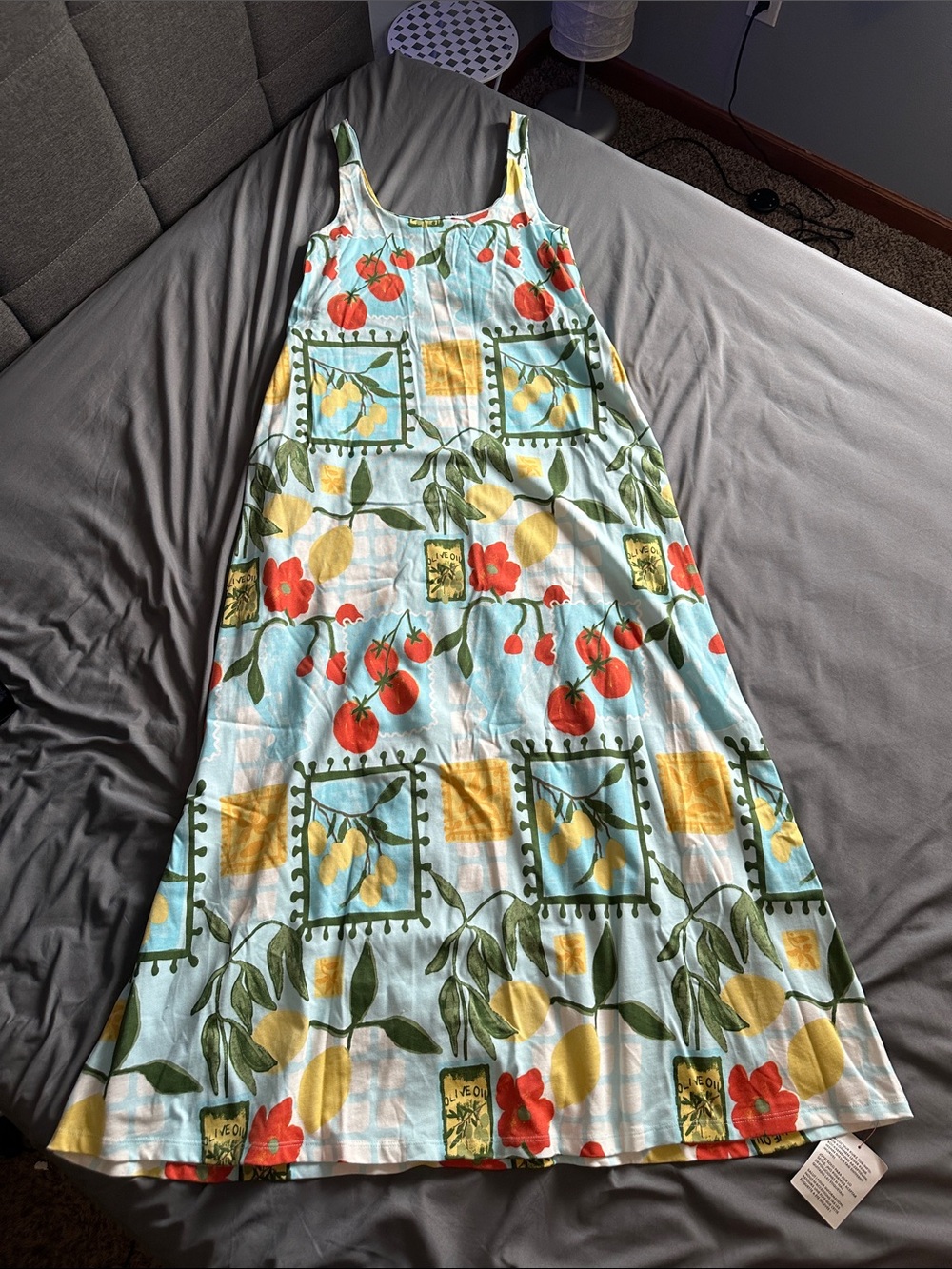 ASOS Light Blue Italian summer Print Maxi Dress